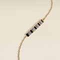 Crystal Ridged Bar Pendant Bracelet in Gold