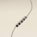 Crystal Ridged Bar Pendant Bracelet in Silver