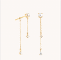 Diamond & Pearl Chain Studs in Solid Gold